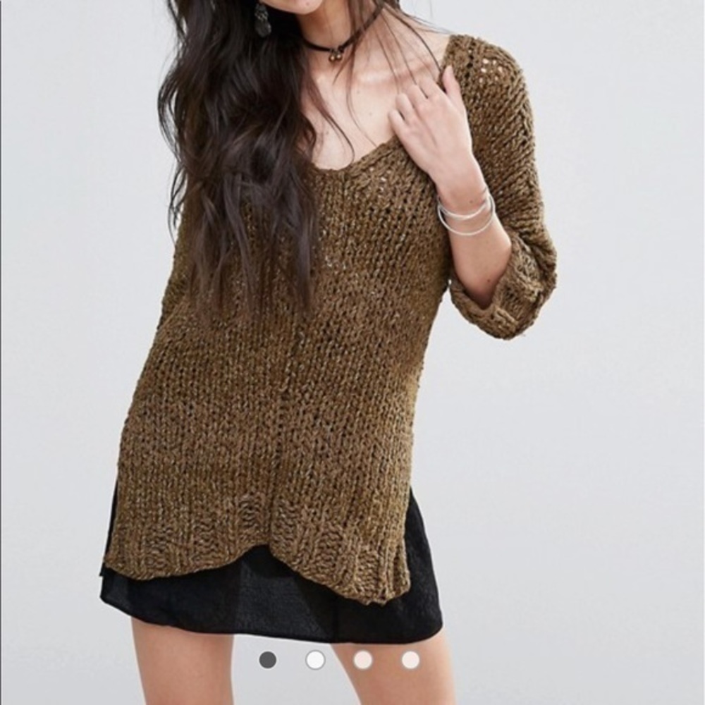 Free People | Georgia Knit V Neck In green small